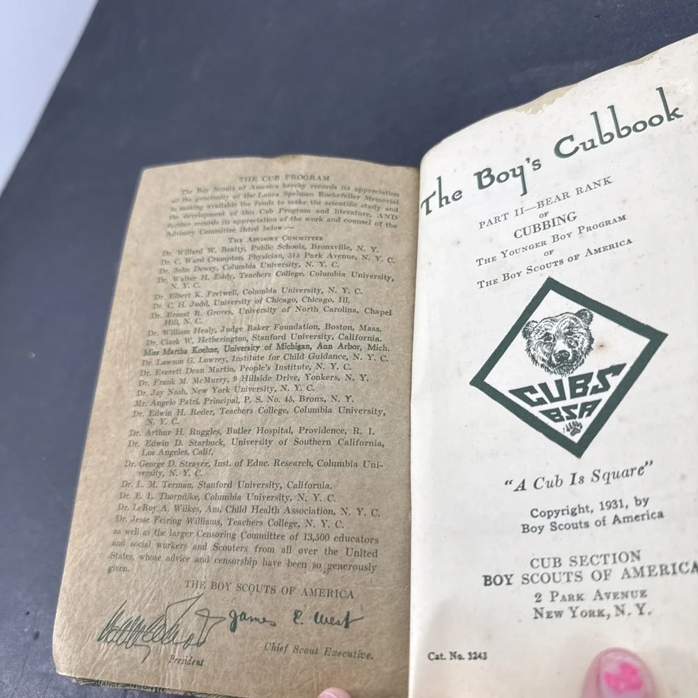 'The Bear Cub Book' -Boy Scouts of America - Copyright 1931